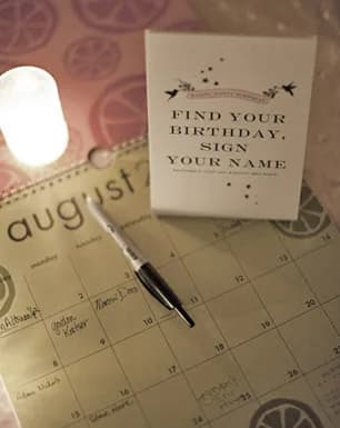 guest book birthday list