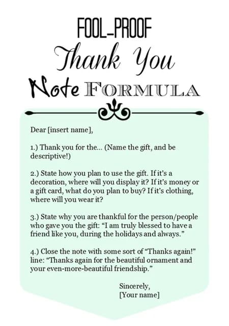 A wedding template for writing a Thank You note