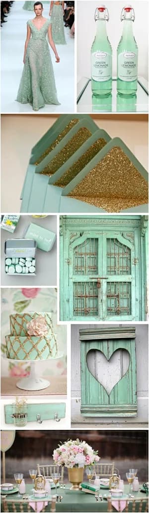 Shabby Chic Wedding Theme with mint, pink and gold colour scheme