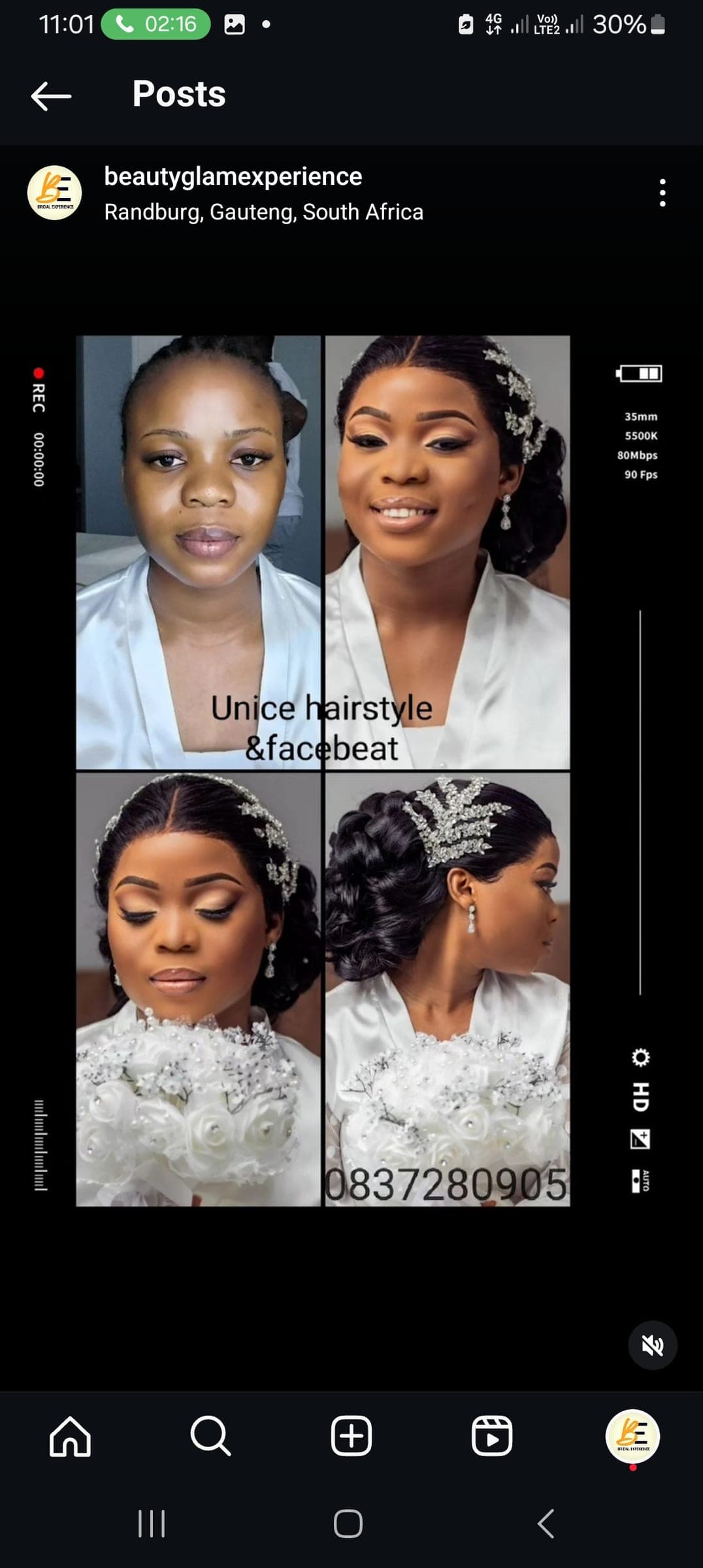 Bridal package makeup and hairstyle